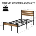 thumbnail image 2 of Twin Bed Frame with Wood Headboard and Metal Slats Support Platform Bed Frame with Storage No Box Spring Needed, 2 of 8