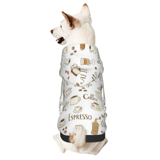 Fotbe Coffee Sudadera con Estampado para Perros Pequeños – Suéter con Capucha para Mascotas, Tela Suave de Forro Polar con Bolsillo-XX-Large