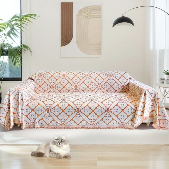 SHANNA Sofa Cover Boho Couch Cover for 1-2 Cushion Couch, Chenille Double Sided Slipcover for Dogs, Sofa Throw Loveseat Covers Futon Cover L Shaped Sofa Cover,180x260cm