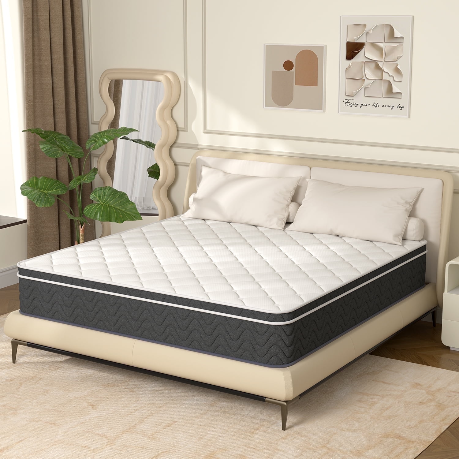 Avenco 10 Inch Twin Mattress In A Box - Hybrid Pocket Spring Mattress For Pain Relief & Motion Isolation, CertiPUR-US Certified