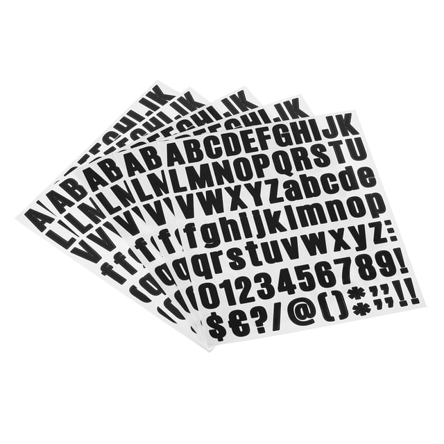 Unique Bargains Vinyl Self Adhesive Letter Number Sticker Decal Kit, Black 81 Piece 10 Sheets