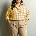 thumbnail image 5 of Warop Plaid Shirt for Women Fall Long Sleeve Blouses Button Down Lapel Tops Business Dressy Casual Work Outfits Clothes, 5 of 9