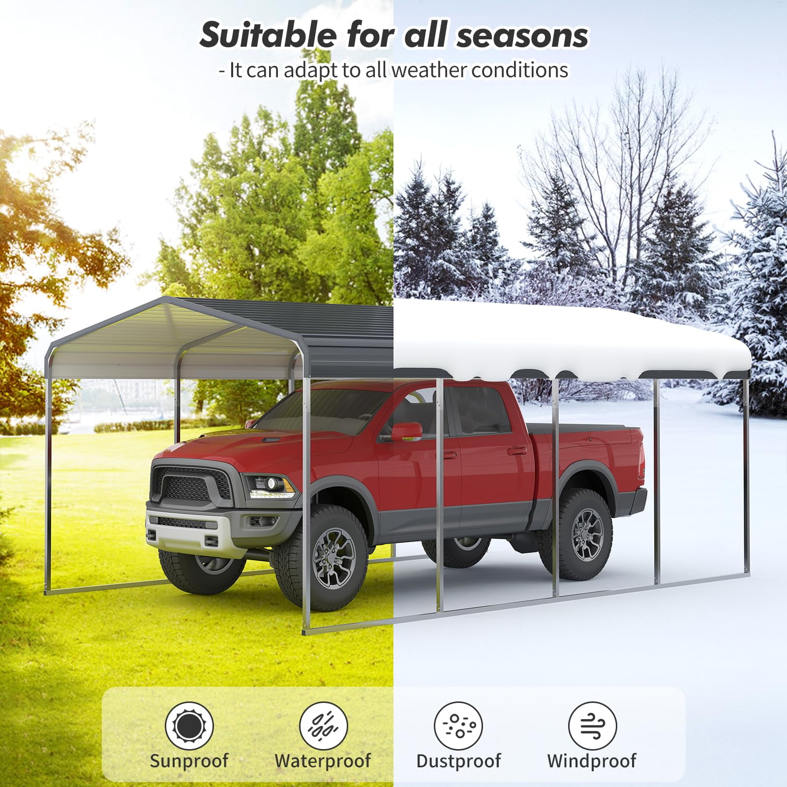 Luku Outdoor Carport, 12’x20' Heavy-Duty Metal Carport,Metal Carport with Galvanized Steel Roof and Frame,Upgraded Extra Large Metal Garage for Pickup, Car, Boatand Tractors,Trucks, and Tractors