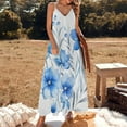 thumbnail image 3 of Blue FlowerWatercolor Sleeveless Dress Loose Women's Dress Dresses Luxury Evening Dresses, 3 of 9