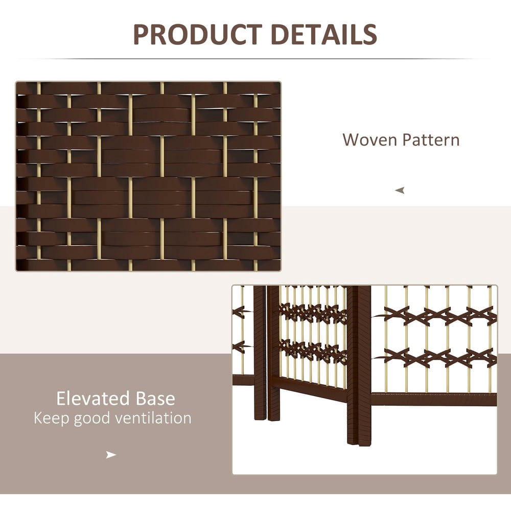 Resenkos 3-Panel Folding Room Divider - Portable Wave Fiber Privacy Screen Partition, for Home Office, Brown