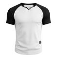thumbnail image 5 of DagobertNiko Mens T-Shirts V-Neck Color Block Slim Fitted Breathable Quick Dry High Elastic Sports Summer Top for Gym, 5 of 6