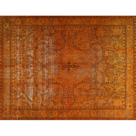 Ahgly Company Machine Washable Indoor Rectangle Traditional Orange Red Area Rugs, 8' x 12'