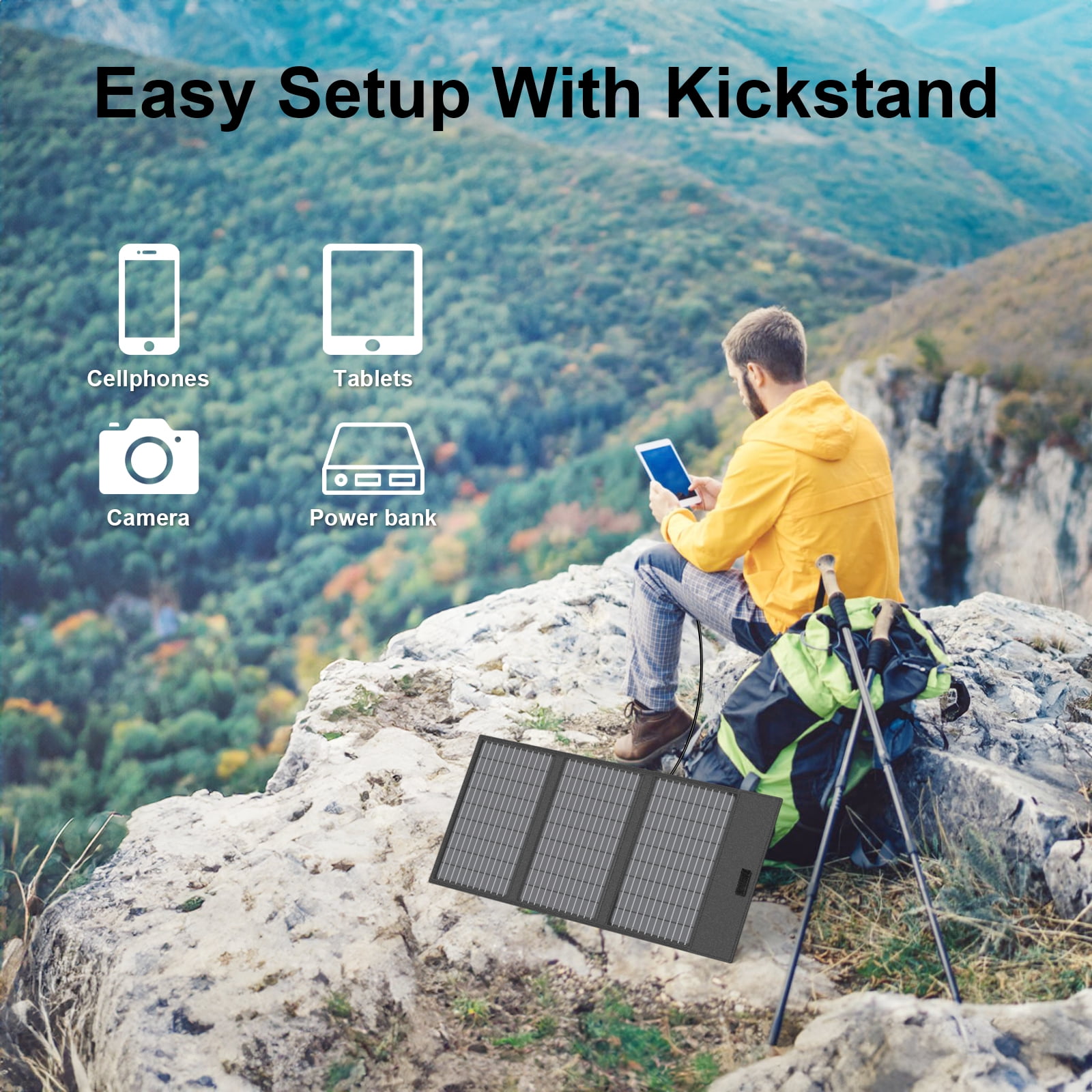 MHPOWOS Portable Solar Panel 45W Type C Solar Charging for Power station Camper Outdoor Trips