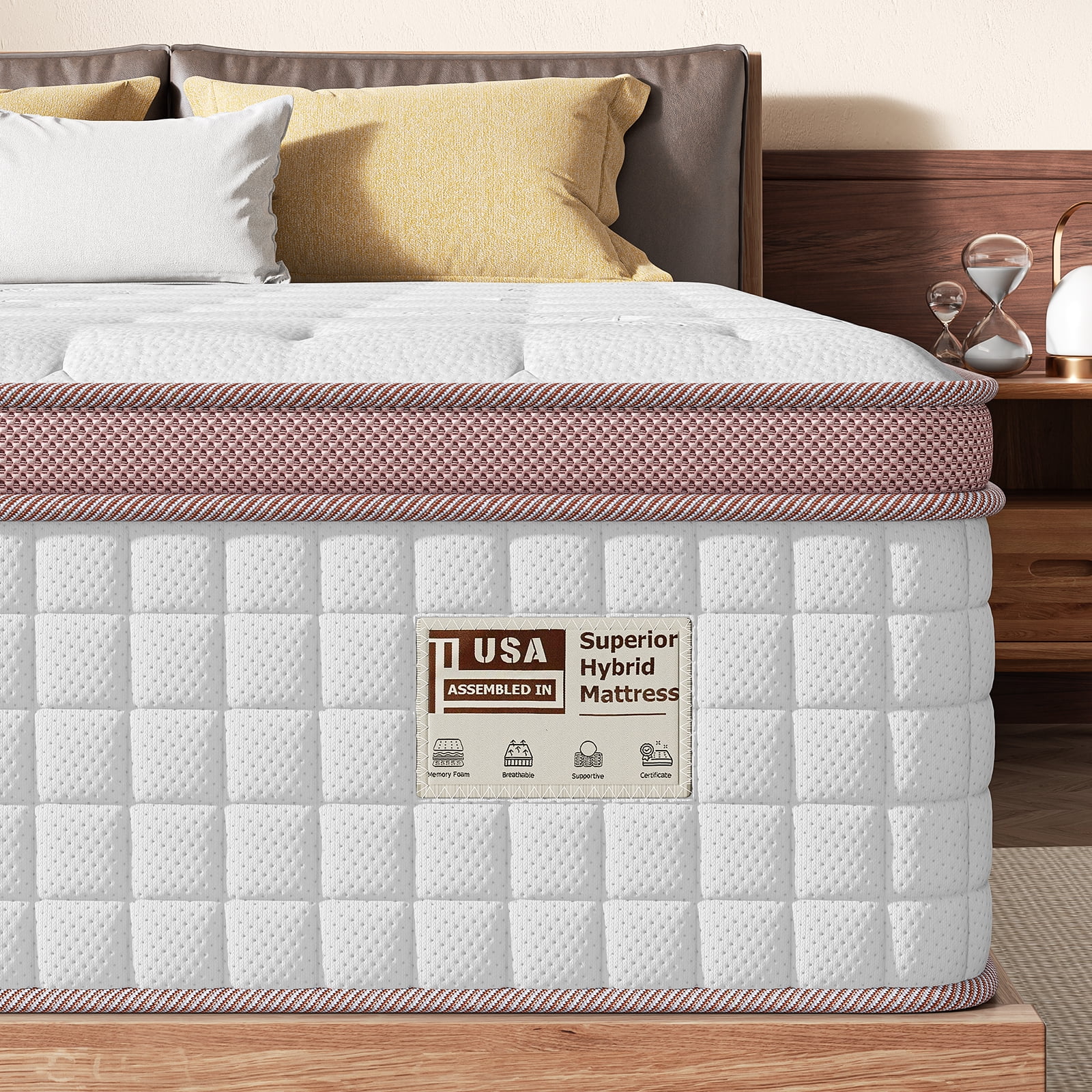 BedStory Flexora 14 inch Queen Hybrid Mattress in a Box, Gel Memory Foam with Individually Wrapped Pocket Coils, Firm