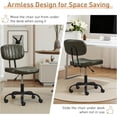 thumbnail image 6 of Small Home Office Desk Chair with Wheels, Armless Comfy Vanity Chair Swivel Computer Task Chair No Arms, Modern Height Adjustable Low Back Rolling Chair for Small Space (PU Leather Green), 6 of 18