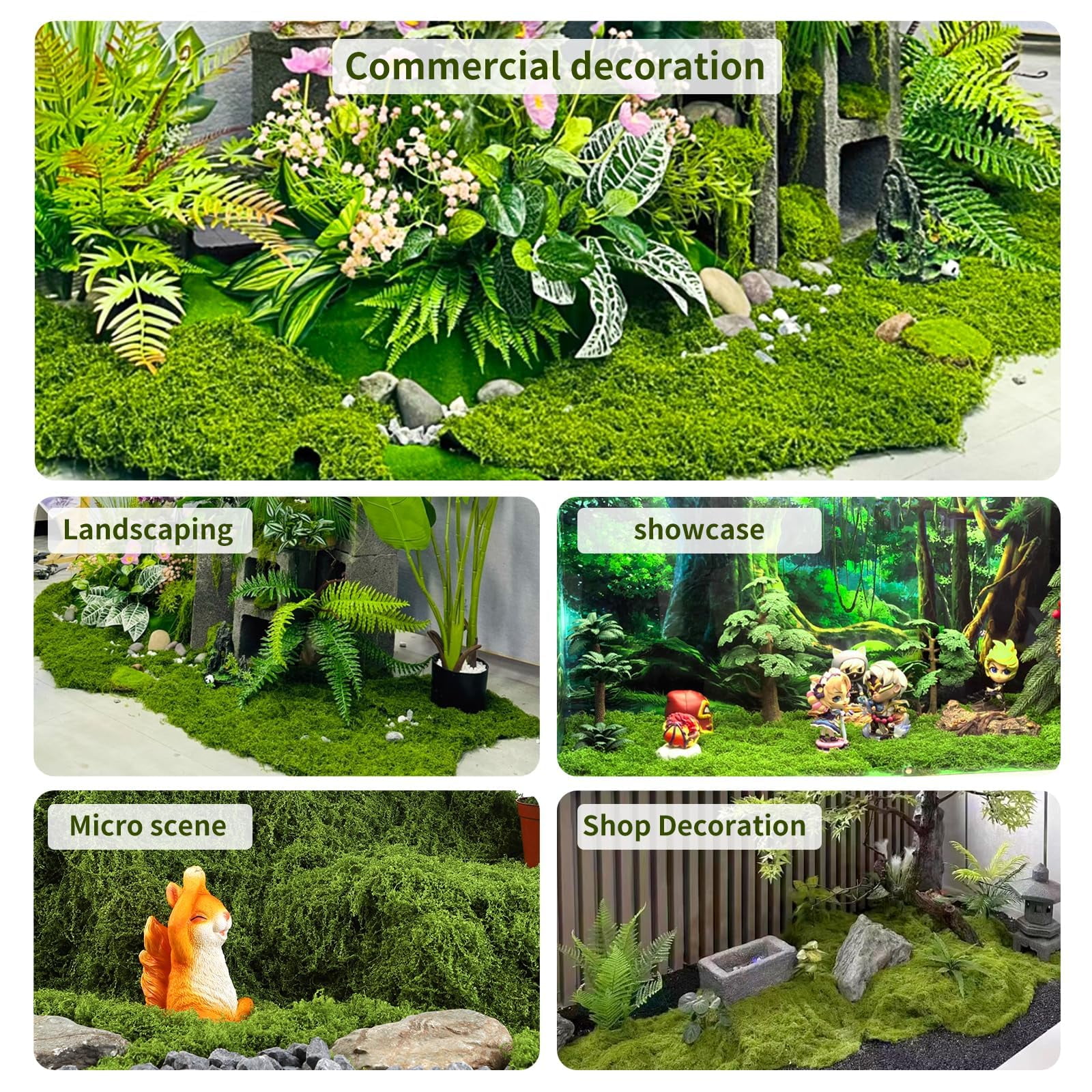 Preserved Moss Roll - Artificial Green Moss for Floral Arrangements, Model Railroads, and Woodland Party Decorations(Light Green)