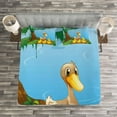 thumbnail image 3 of Ambesonne Duck Quilted Bedspread Set 3 Pcs, Duck and Ducklings, Queen Size, Multicolor, 3 of 3