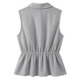thumbnail image 2 of cocolona Womens Summer Linen Tank Tops Peter Pan Collar Button Sleeveless Pleated Shirts Dressy Casual Solid Color Blouses, 2 of 3