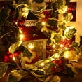 thumbnail image 3 of Christmas Berry String Garland 6.5FT Christmas Lighted Berry Holly Leaves Garland Indoor Artificial Garland Fall Christmas Decor Light Garland for Holiday Fireplace Mantel, 3 of 6