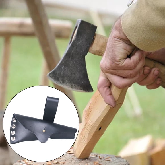 Estuche de cuero PU para exteriores Elementos básicos de trabajo Fácil de encender y apagar Funda para hacha Cubierta para hoja de hacha Cubierta para Soledad Cubierta de cabeza de hacha