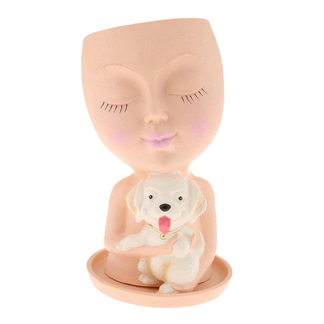 Maceta con cabeza de niña, maceta creativa, adorno de mesa, maceta decorativa Color de piel