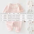 thumbnail image 4 of Ulanda Baby Coming Home Outfit Boy Girl Cotton Long Sleeve Romper Jumpsuit Plain One-Piece Clothes (Light Gray, 6-9 Months), 4 of 7