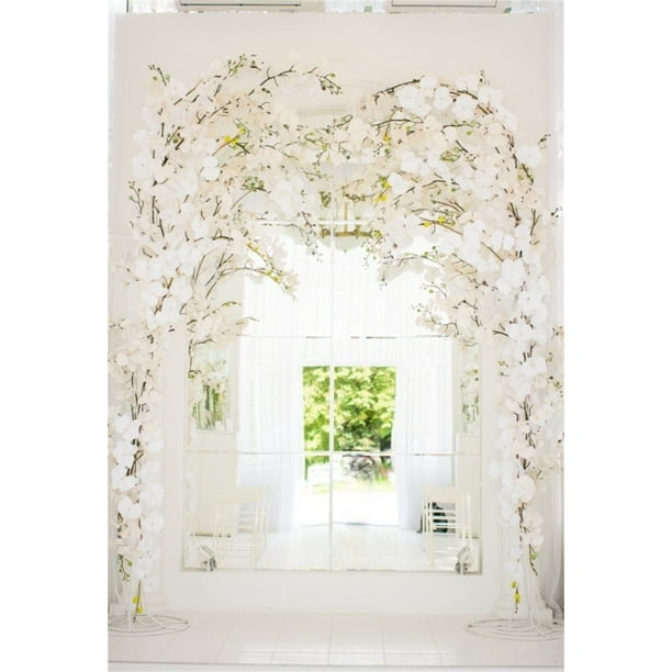 5x7ft Wedding Backdrop Romantic Flowers Indoor Decoration Photography  Background Bride Girlfriend Artistic Portrait Elegant Window Curtain Photo  Studio Props Video Drop Drape 