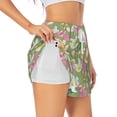 thumbnail image 3 of Lsque Flowers And Buds Printed Women's Running Shorts with Liner Pockets,Elastic Quick Dry Workout Athletic Gym Yoga Shorts,Womens High Waist Shorts-Small, 3 of 9