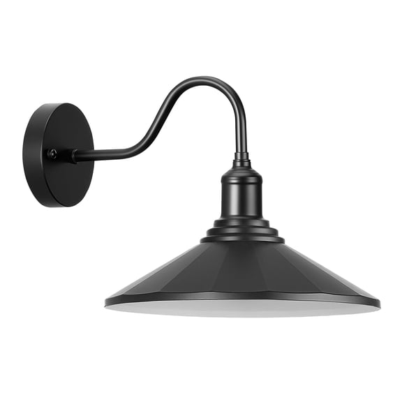 VEVOR Outdoor Barn Light,11.5 in Diameter, 1-Pack Farmhouse Gooseneck Light Fixture, Exterior Wall Sconce,with Vintage Style, Anti-Rust, E26 Bulb Compatible for Porch, House, Entryway, Garage, Black