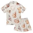 thumbnail image 2 of FORMRS Kids Short Sleeve Top and Pants Pajama Set Unisex Satin 2-Piece Sleepwear, Sizes 13-14Y, Red Watercolor Seashells, 2 of 8