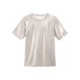 thumbnail image 6 of Zaldita Women's Shiny Metallic Short Sleeve T-shirt Holographic Top Blouse Dancewear Rave Festival Champagne XL, 6 of 7
