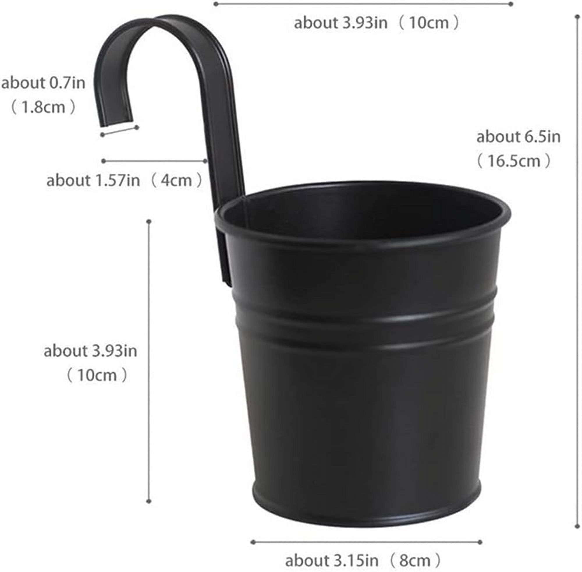 8Pcs Iron Fence Hanging Flower Pots,Metal Railing Planters,Garden Plants Planter Box,Tin Bucket Flower Holder,for Indoor Outdoor Home Office Decoration 4Inch-Black