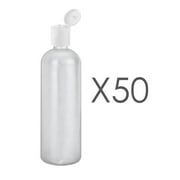 MoYo Natural Labs 16 oz Travel Containers, Empty Shampoo Bottles with Flip Caps, BPA Free HDPE Plastic Squeezable Toiletry/Cosmetics Bottle (Pack of 50, HDPE Translucent White)