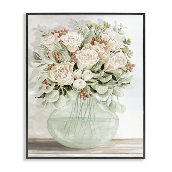 Stupell Industries Rose & Herb Bouquet Plants & Flowers Painting Black Framed Art Print Wall Art, 11 x 14