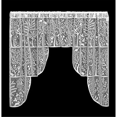heritage lace 6315ws-39pr 72 x 39 in. rabbit hollow swag pair, white