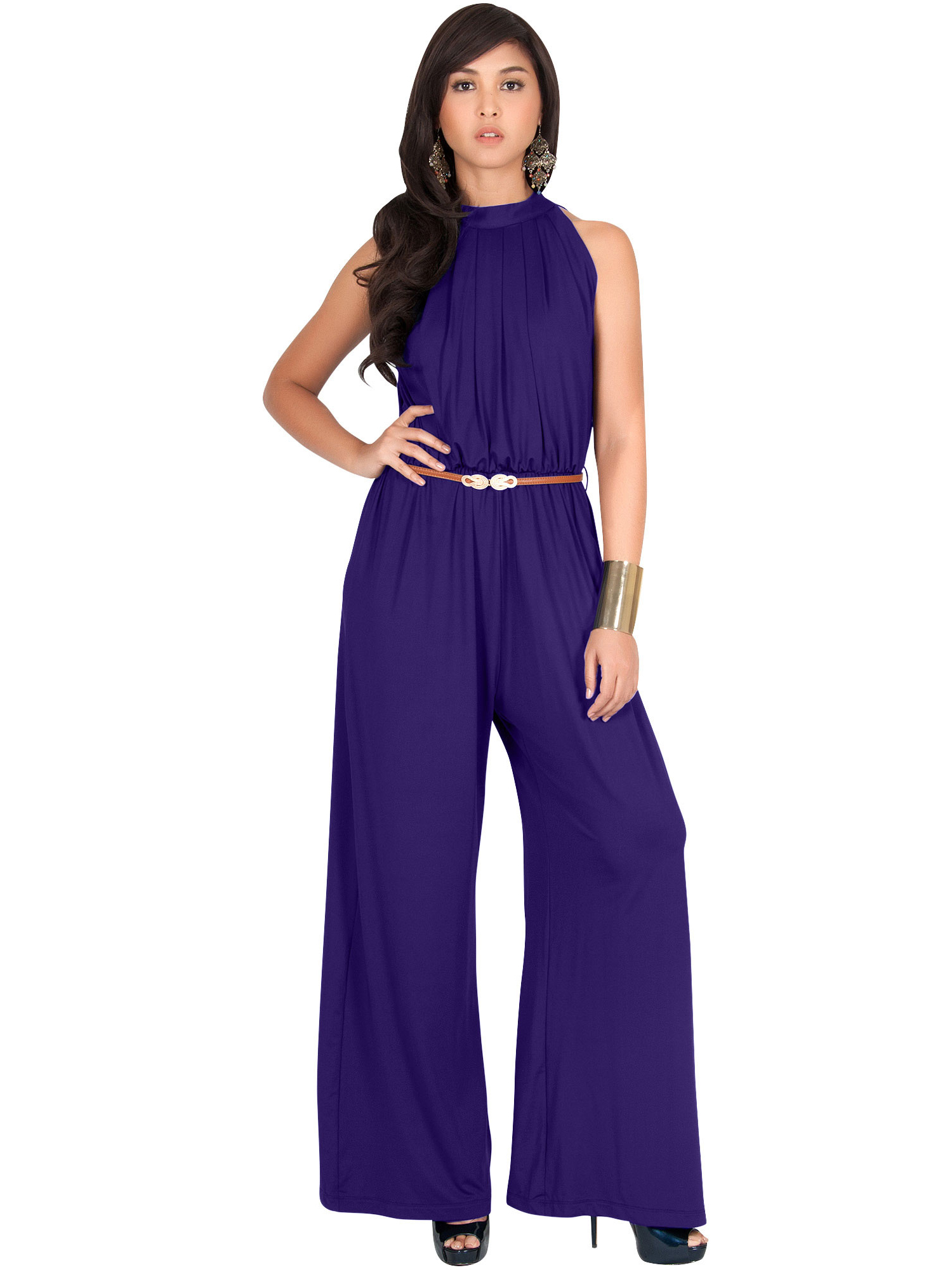 KOH KOH Long Pants Jumpsuit Formal One Piece Cocktail Evening Fall Dressy  Pantsuit Romper Workwear Casual Outfit Tall Sleeveless Playsuit For Women  Indigo Blue Purple X-Large US 14-16 NT202 - Walmart.com