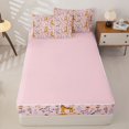 thumbnail image 4 of Castle Fairy Cute Floral Giraffe Zipper Full Size Comforter Sets with Fitted Sheet and 2 Pillowcases,Cartoon Flower Wildlife Zipper Bedding Set,Orange Blush Pink,Pink Reversible,4pcs, 4 of 6
