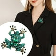 thumbnail image 2 of BAYAIXZ Cute Frog Brooch Green Faux Crystal Sparkling Diamond Animal Corsage Jewelry Weird Clothing Accessories (Green,One Size), 2 of 6