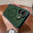 thumbnail image 1 of New Strong Shockproof Protect Phone Case for iPhone 16 15 14 13 12 11 Pro Max 16 Plus Translucent Matte Magsafe Magnetic Cover Dark Green For iPhone 16, 1 of 6
