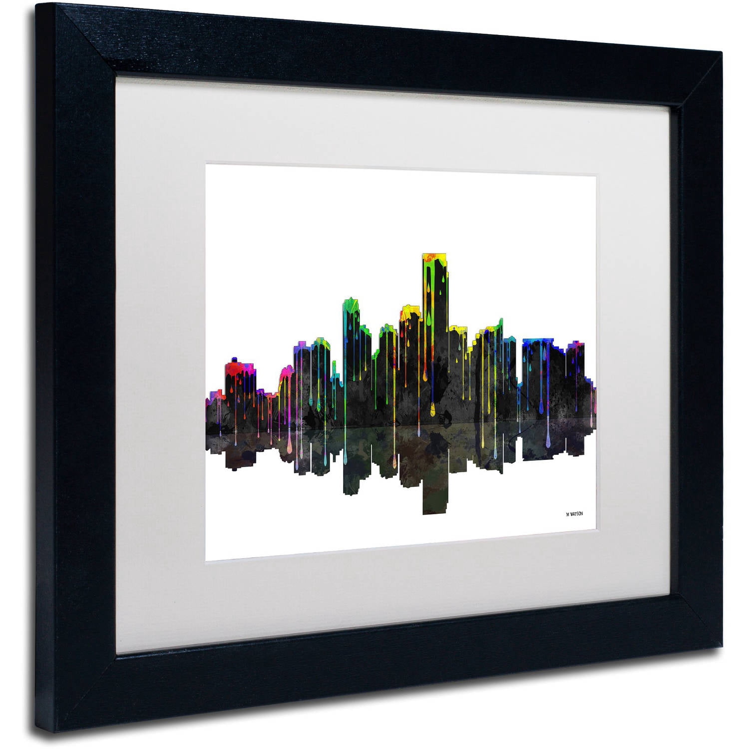 Trademark Fine Art "Jersey City New Jersey Skyline II" Canvas Art by Marlene Watson White Mat, Black Frame