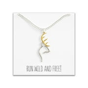 Deer Necklace with Tribal Antlers Cute Pendant for Animal Lovers – Perfect Buck Charm for Woman