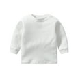 thumbnail image 2 of larppty Unisex Baby and Toddler Boys Girls' Long Sleeve Basic Round Neck Solid Sweatshirt Tee Shirts (White,3-6 Months), 2 of 4