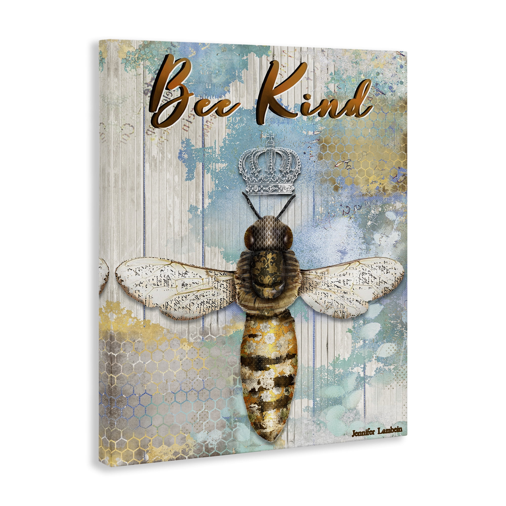 Stupell Industries Bee Kind Rustic Glam Animals Painting Wrapped Canvas Art Print Wall Art, 36 x 48