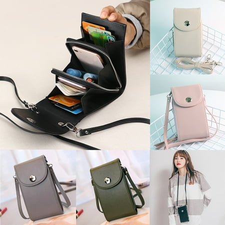 - Women Crossbody Purses Leather Shoulder Bag 3 Layers Cellphone Wallet Coin Purse for under 6inch Phone Woman Lady Girls Daily Use Gift