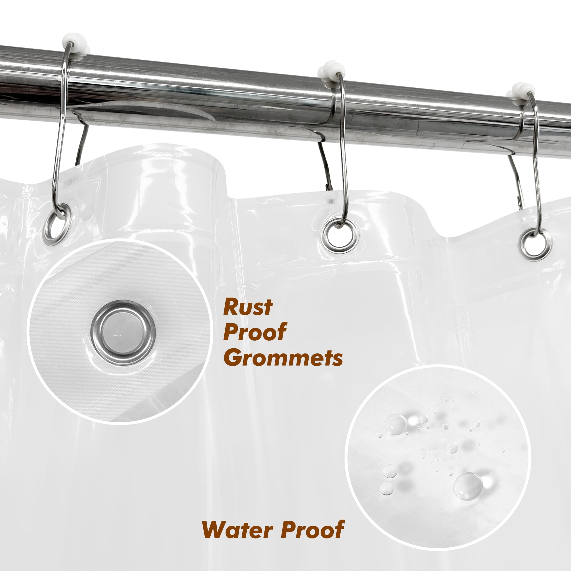 Mrs Awesome Waterproof PEVA Plastic Shower Curtain Liner Clear with Magnets, Lightweight -72" x 72"