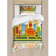 thumbnail image 1 of Charleston Duvet Cover Set Twin Size, West Virginia Business Travel Concept Colorful Skyline United States of America, Decorative 2 Piece Bedding Set with 1 Pillow Sham, Multicolor, by Ambesonne, 1 of 3