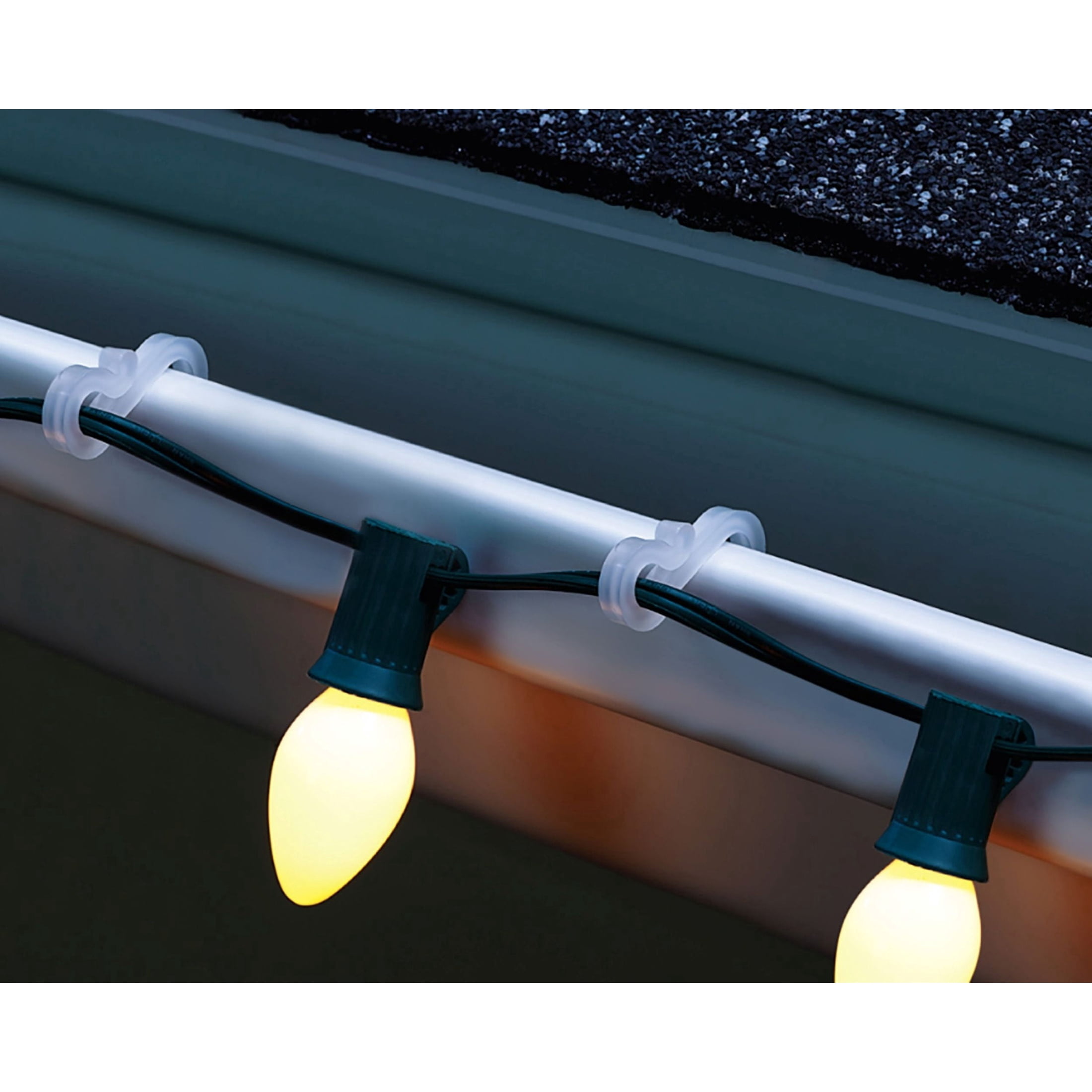 Gutter/Shingle Christmas Light Hooks, Clear, 40 Count, by Holiday Time