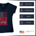 thumbnail image 6 of Remember Everyone Deployed Women's V-Neck T-shirt Until They All Come Home RED Friday Military US Flag American Patriot Tee, 6 of 7