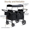 thumbnail image 5 of Wanan Foldable Push-Pull Rod Wagon 2 Seater Stroller with Adjustable Canopy, Black, 5 of 9