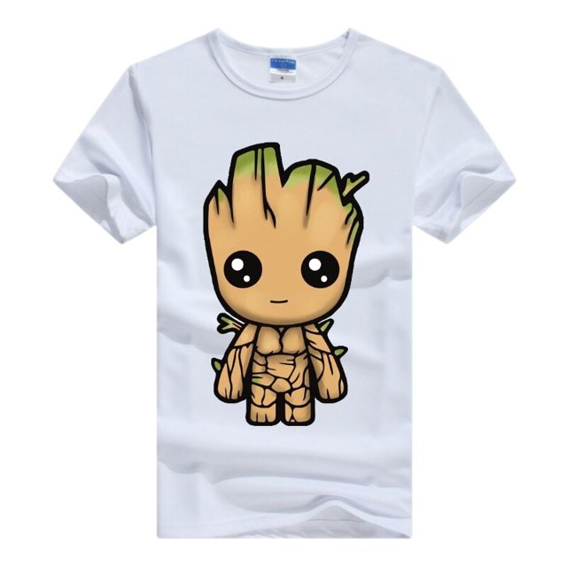 Camiseta con estampado de dibujos animados de Marvel I AM GROOT para mujer, blusa Kawaii de los años 90, camisetas holgadas blancas con cuello redondo, Tops de manga corta para mujer