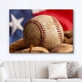 thumbnail image 2 of HFDF Canvas Prt Wall Art Baseball with Mitt on American Flag Sports Athletes Photography Modern Art Contemporary Scenic Urban Multicolor for Livg Room, Bedroom, Office - 10x8inch Framed, 2 of 4