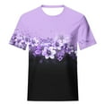 thumbnail image 5 of DondPO Women's T-Shirts Women's Awareness Shirt Purple Ribbon Floral Short Sleeve T Shirts Caring tops Shirts for Women Womens tops Pink 2XL, 5 of 5