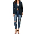thumbnail image 3 of Allegra K Women's Faux Suede Long Sleeve Draped Front Moto Jacket, 3 of 6