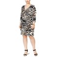 thumbnail image 3 of INC International Concepts Plus Robe Portefeuille à Imprimé Animal (Noir, 1X), 3 of 5