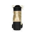 thumbnail image 3 of BLISSFUL STEP Women's Boot Rounded Toe Side Zip Combat Block Heel Ankle Boots Gold 7, 3 of 7